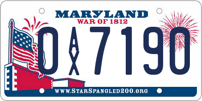 MD license plate 0AX7190