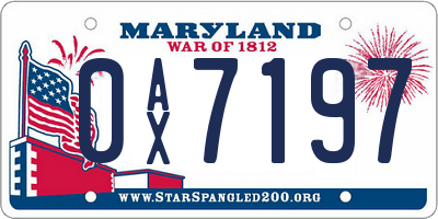 MD license plate 0AX7197