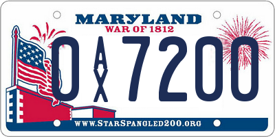 MD license plate 0AX7200