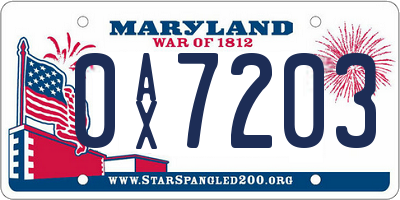 MD license plate 0AX7203