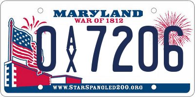 MD license plate 0AX7206