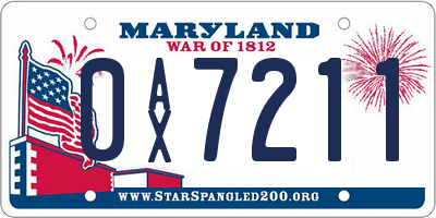 MD license plate 0AX7211