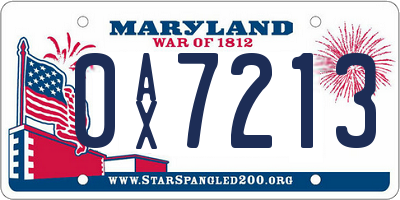 MD license plate 0AX7213