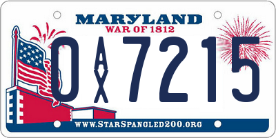 MD license plate 0AX7215
