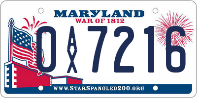 MD license plate 0AX7216