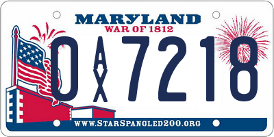 MD license plate 0AX7218