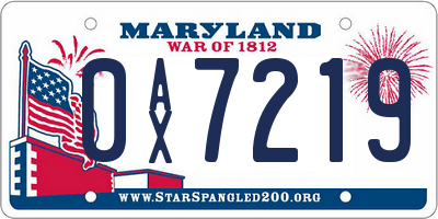 MD license plate 0AX7219