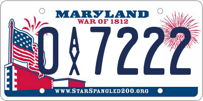 MD license plate 0AX7222