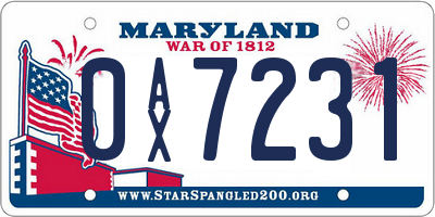 MD license plate 0AX7231