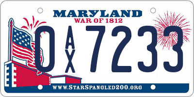 MD license plate 0AX7233