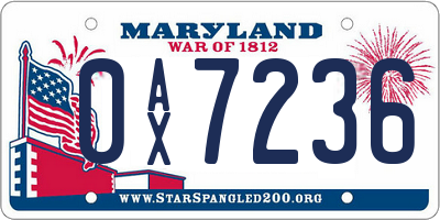 MD license plate 0AX7236