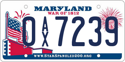 MD license plate 0AX7239