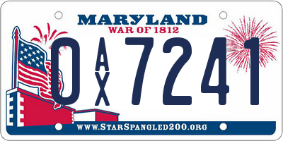 MD license plate 0AX7241