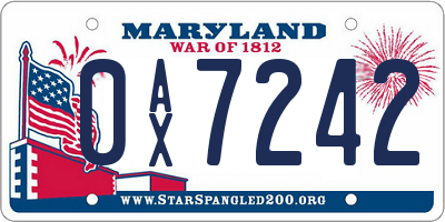 MD license plate 0AX7242