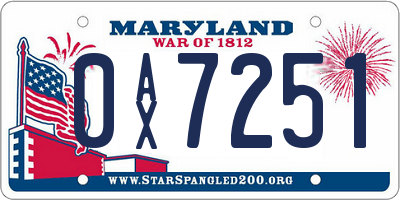 MD license plate 0AX7251