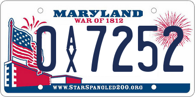 MD license plate 0AX7252