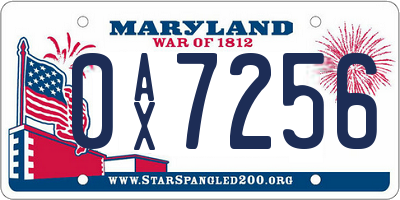 MD license plate 0AX7256