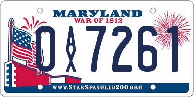 MD license plate 0AX7261