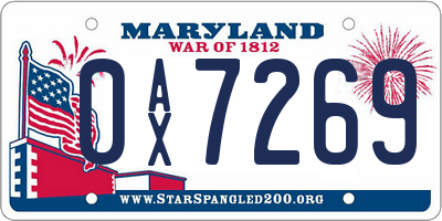 MD license plate 0AX7269