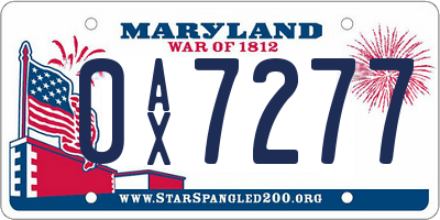 MD license plate 0AX7277