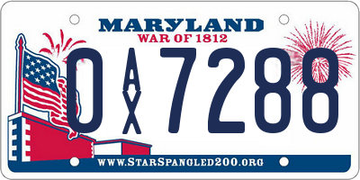 MD license plate 0AX7288