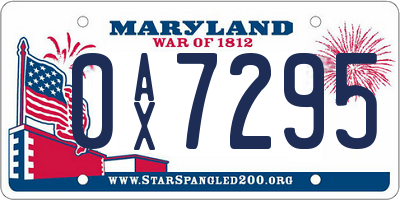 MD license plate 0AX7295