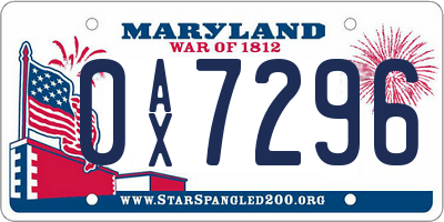 MD license plate 0AX7296