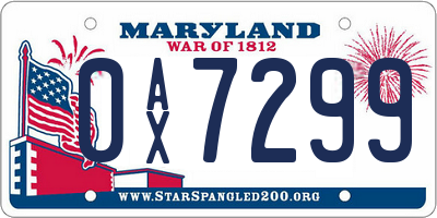MD license plate 0AX7299
