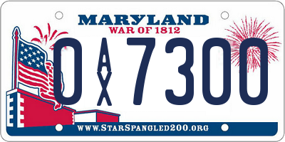 MD license plate 0AX7300