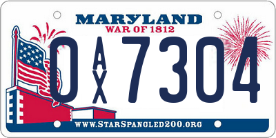 MD license plate 0AX7304