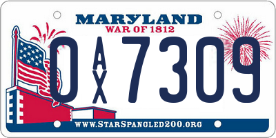 MD license plate 0AX7309