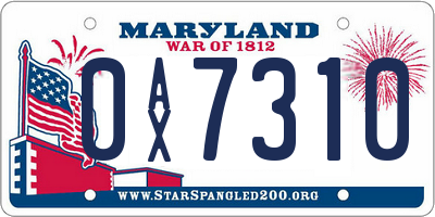 MD license plate 0AX7310