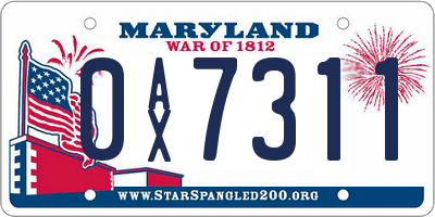 MD license plate 0AX7311