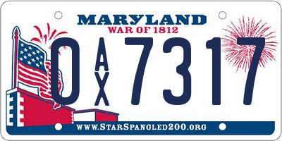 MD license plate 0AX7317