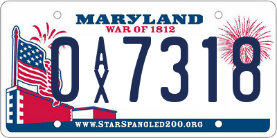 MD license plate 0AX7318