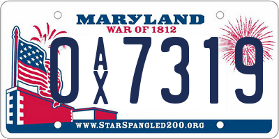 MD license plate 0AX7319