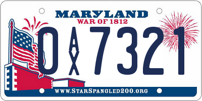 MD license plate 0AX7321