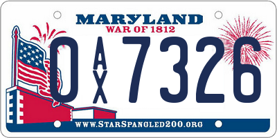 MD license plate 0AX7326