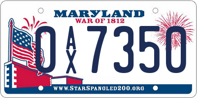 MD license plate 0AX7350