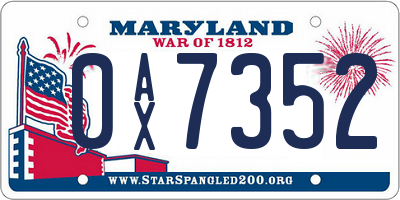 MD license plate 0AX7352