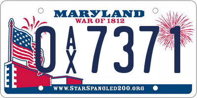MD license plate 0AX7371