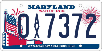 MD license plate 0AX7372