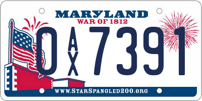 MD license plate 0AX7391