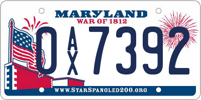 MD license plate 0AX7392