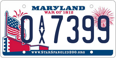 MD license plate 0AX7399