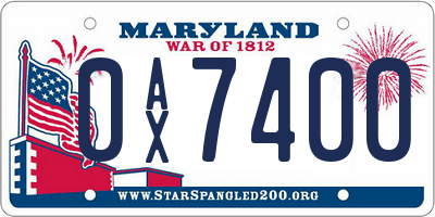 MD license plate 0AX7400