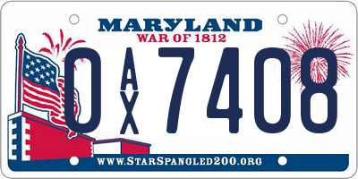 MD license plate 0AX7408