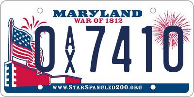 MD license plate 0AX7410