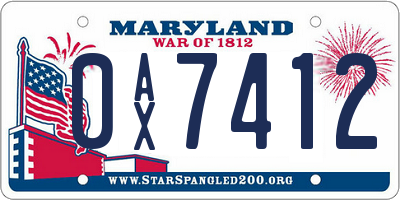 MD license plate 0AX7412