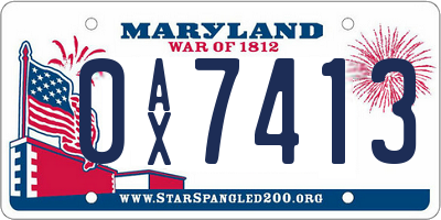 MD license plate 0AX7413